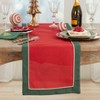 Saro Lifestyle Banded Border Table Runner, 16"x72", Red/Green - 3 of 3