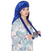 Anna-Kaci Satin Long Bonnet Sleep Cap with Stretch Turban Band for Hair Protection and Moisture Retention - 3 of 4
