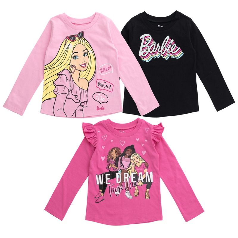 Barbie Girls 3 Pack T-Shirts Toddler to Big Kid , 1 of 9