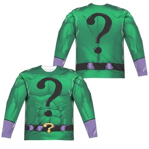 Men's Batman Riddler Uniform (Front Back Print) Long Sleeve Costume T-Shirt - 1 of 4