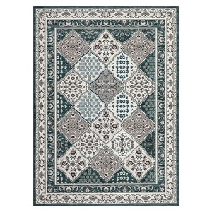 Washable Vintage Geometric Rug Non Slip Low Pile Rug Soft Throw Floor Cover Foldable Indoor Carpet for Living Room Bedroom Playroom Nursery - 1 of 4