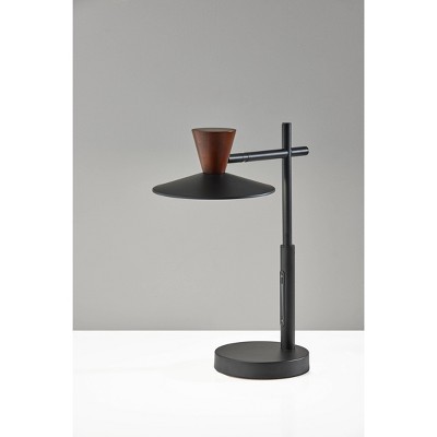Adjustable Black and Walnut LED Desk Lamp with Smart Switch
