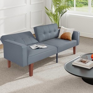 Zevemomo Convertible Sofa Bed With Adjustable Backrest,Functions As A Recliner And Loveseat,Foam And Spring Cushions,Matte Gray - 1 of 4