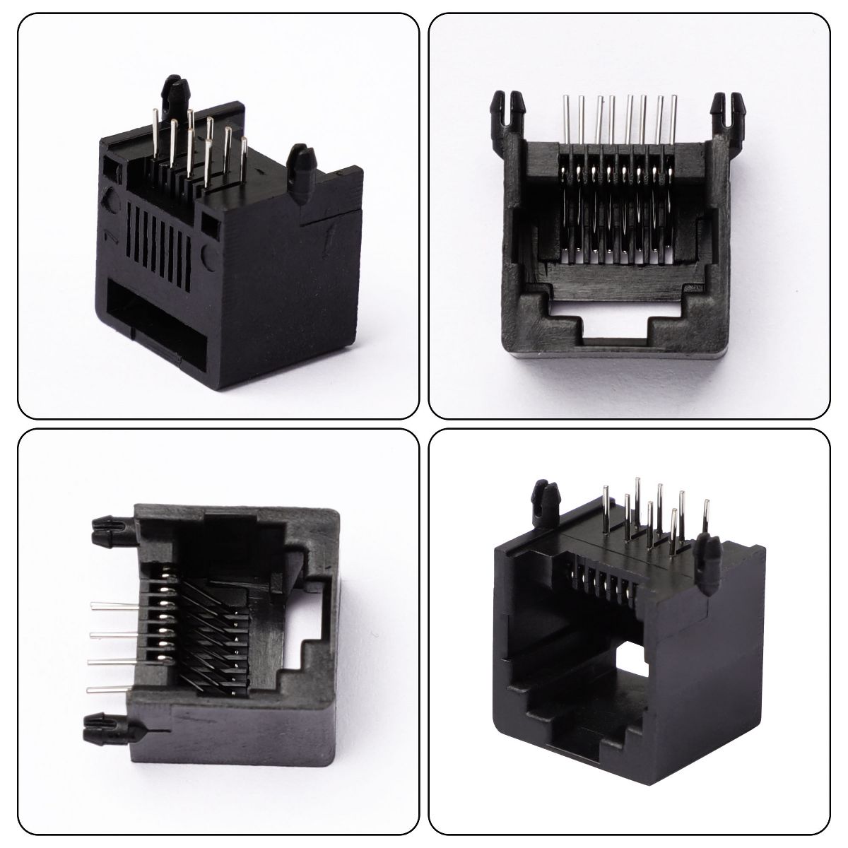 Unique Bargains Plastic Unshielded Black RJ45 PCB Jack Connector 10 Pcs - thumbnail 3