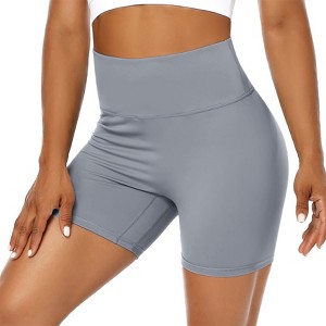 Coolmee Women's Biker Shorts Workout Gym Shorts High Waist Tummy Control Hidden Scrunch Running Yoga - 1 of 4