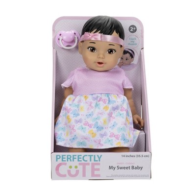 Perfectly Cute 14&#34; Girl Baby Doll - Dark Brown Hair, Brown Eyes