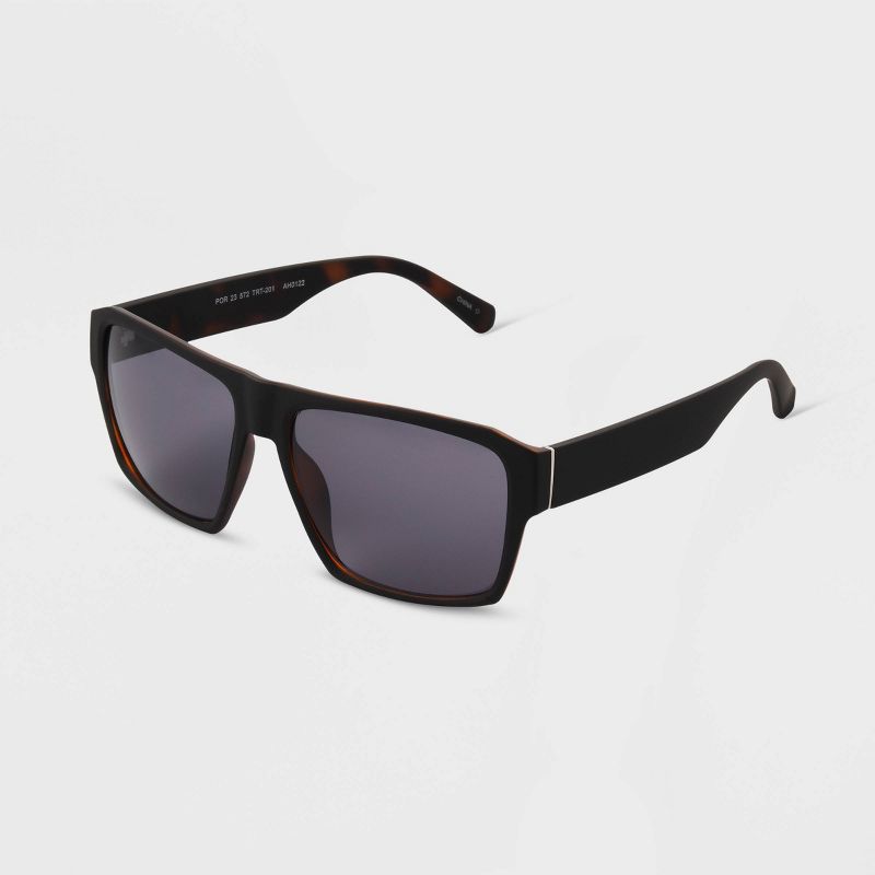 Men&#39;s Matte Rubberized Plastic Rectangle Sunglasses - Original Use&#8482; Black, 3 of 4