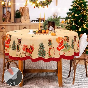 Christmas Tablecloth, Festive Holiday Dining Table Cover with Seasonal Patterns, Dustproof Easy-Care for Home Decor - 1 of 4