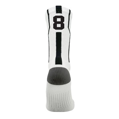 Mk Socks Player ID Jersey Number SINGLE Crew Sock - White, Black