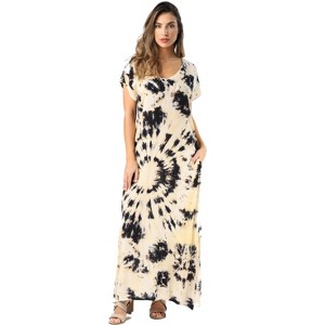 Riviera Sun Casual Short Sleeve Maxi Dress with Side Slit 21771-CHR-L - 1 of 3