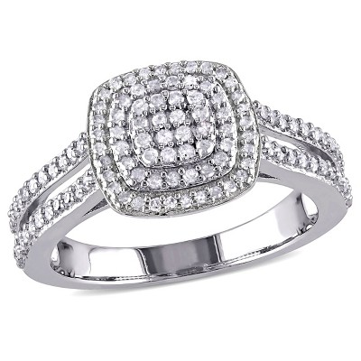 EVERLY JEWELRY |Sterling Silver 1/2 CT TW Diamond Engagement Ring