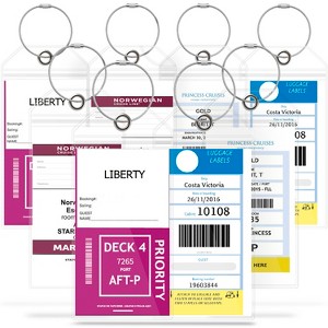 GreatShield 8 Pack Cruise Luggage Tag Holder for Carnival, Princess, Costa, Holland America, P&O & Norwegian Luggage Tags Cruise Ships w/ Zip Seal - 1 of 4