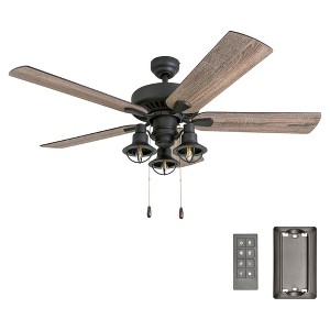 Prominence Home 52 Inch Ennora Farmhouse LED Ceiling Fan with Light, Pull Chain, 3 Mounting Options, Dual Finish Blades and Reversible Motor, Bronze - 1 of 4