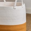 NAYSAYE Cotton Rope Round Laundry Basket with Handles for Clothes Storage and Home Organization, Orange and White, 21.7"*21.7"*13" - 3 of 4