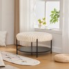Sapphtopaz Ottoman Faux Fur Foot Stool with Metal Legs Modern Ottoman with Wooden Open Storage Shelf for Living Room, Bedroom, Entryway - 2 of 4
