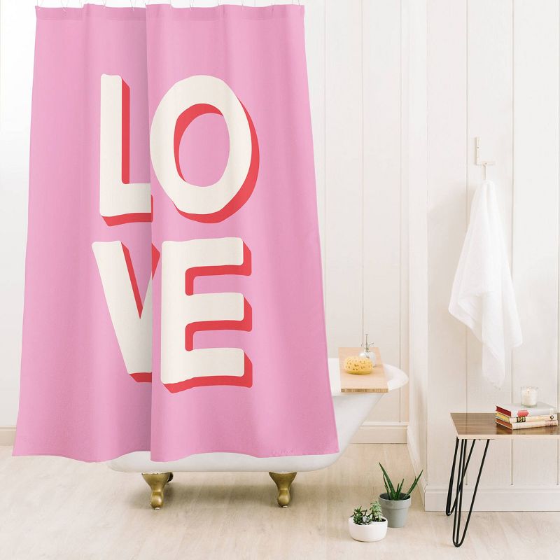 April Lane Art Love Pink Shower Curtain Pink - Deny Designs, 3 of 4