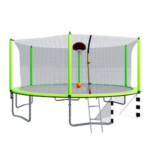 VisioGear Trampolines, Trampoline with Safety Enclosure Net, Trampoline with Basketball Hoop, Blue, 192.13"*192.13"*106.32" - 1 of 4