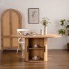 59" Oval Dining Table for 4-6, Modern Kitchen Table with Storage Shelf and Wood Slide Door, Dining Room Table for Small Space Apartment-Koiai - 2 of 4