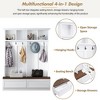 APRILSOUL Farmhouse 4-in-1 Hall Tree, 55.9"W wood grain bench, 2 large drawers, 6 black hooks. coat rack,White - 2 of 4