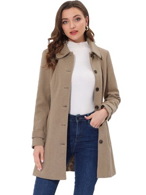 INSPIRE CHIC Women's Peter Pan Collar Single Breasted Winter Long Overcoat