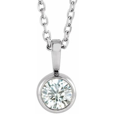 Pompeii3 1/5Ct Diamond Solitaire Necklace Bezel Pendant Available in White Or Yellow Gold