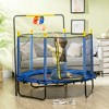 Qaba 4.6' Kids Trampoline with Basketball Hoop, Horizontal Bar, 55" Indoor Trampoline with Enclosure Net, Ages 3-10 - image 3 of 4