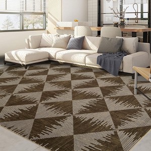 Geometric Diamond Washable Non Slip Area Rug Kitchen Runners for Laundry Room Retro Striped Indoor Rug - 1 of 4