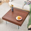 NicBex Natural Style Square MDF Coffee Table with Tempered Glass Legs,Density Board Sticker Center Table for Living Room - 2 of 4