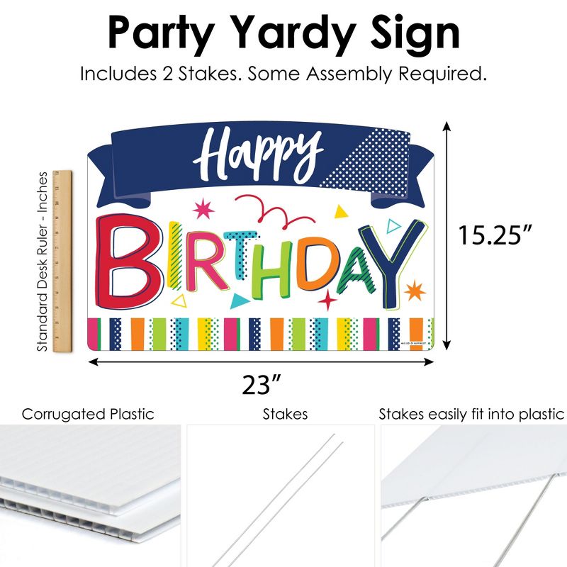 Big Dot of Happiness Cheerful Happy Birthday - Birthday Party Yard Sign Lawn Decorations - Happy Birthday Party Yardy Sign, 5 of 8