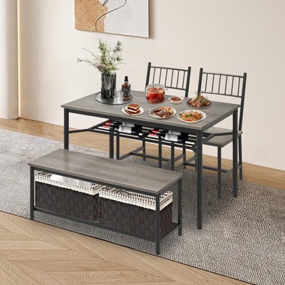 Whizmax Dining Table Set for 4, Kitchen Table and 2 Chairs for 4 with Bench, 4 Piece Dining Table Set for Small Space, Apartment