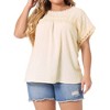 Women's Plus Size Swiss Dots Short Sleeve Lace Crochet Chiffon Pleated Casual Blouses - Agnes Orinda - 2 of 4
