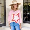 Amaryllis Women's Oversized Star Applique 3/4 Sleeve Top with Layered Contrast Design - 3 of 4