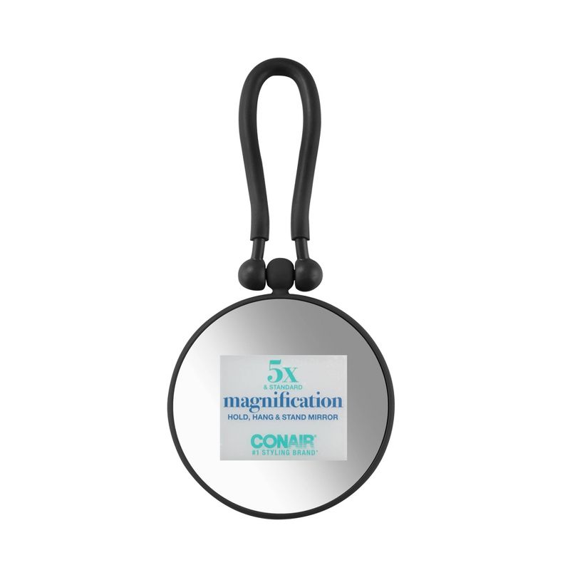 Conair Perfect Position 2-Sided Round Mirror - 1x/5x Magnification - Handheld/Hang/Stand -  Black or Charcoal, 4 of 6