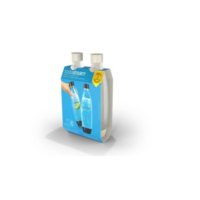 SodaStream 1L Carbonating Bottle - 2pk - White: Dishwasher-Safe, BPA-Free, Portable Drinkware, 33oz Capacity