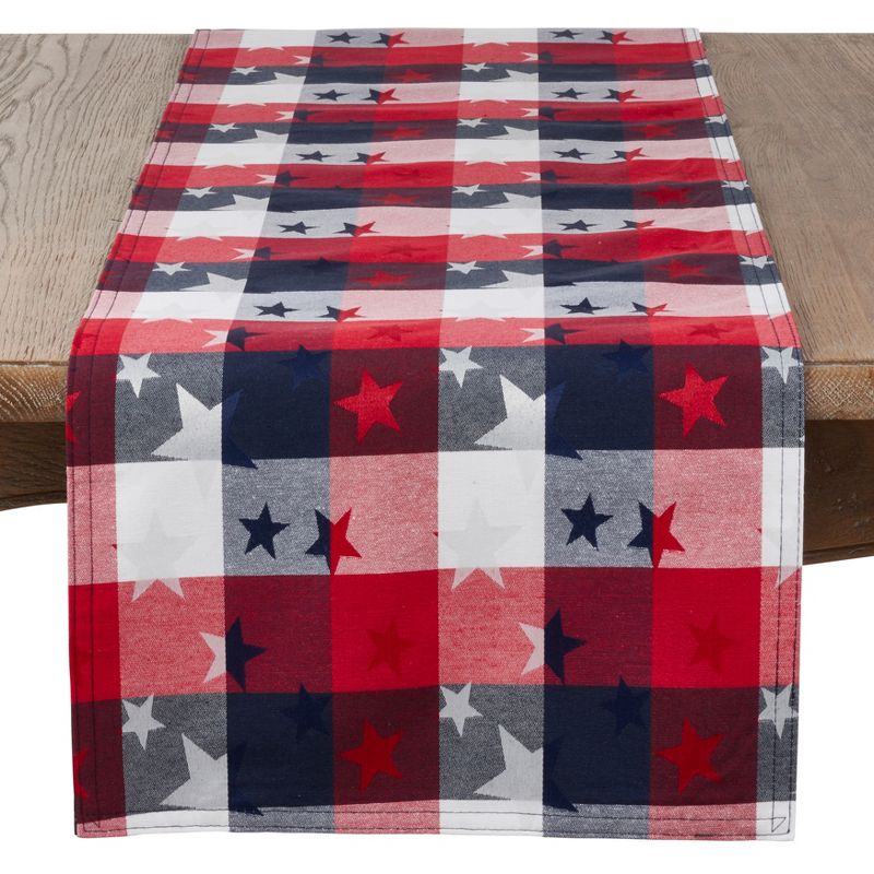 Saro Lifestyle Checkered Pattern And Stars Design Table Runner, 1 of 4
