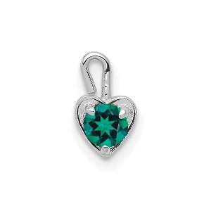 Black Bow Jewelry May Synthetic Emerald 14k White Gold Heart Pendant Enhancer, 5mm - 1 of 4