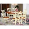 7-Piece Oval Buttermilk & Cherry Finish Solid Wood Top Dining Table with 6-Chairs with - 2 of 4