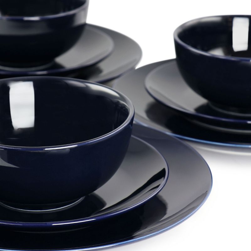 Elama Luna 18 Piece Porcelain Dinnerware Set in Dark Blue, 3 of 9
