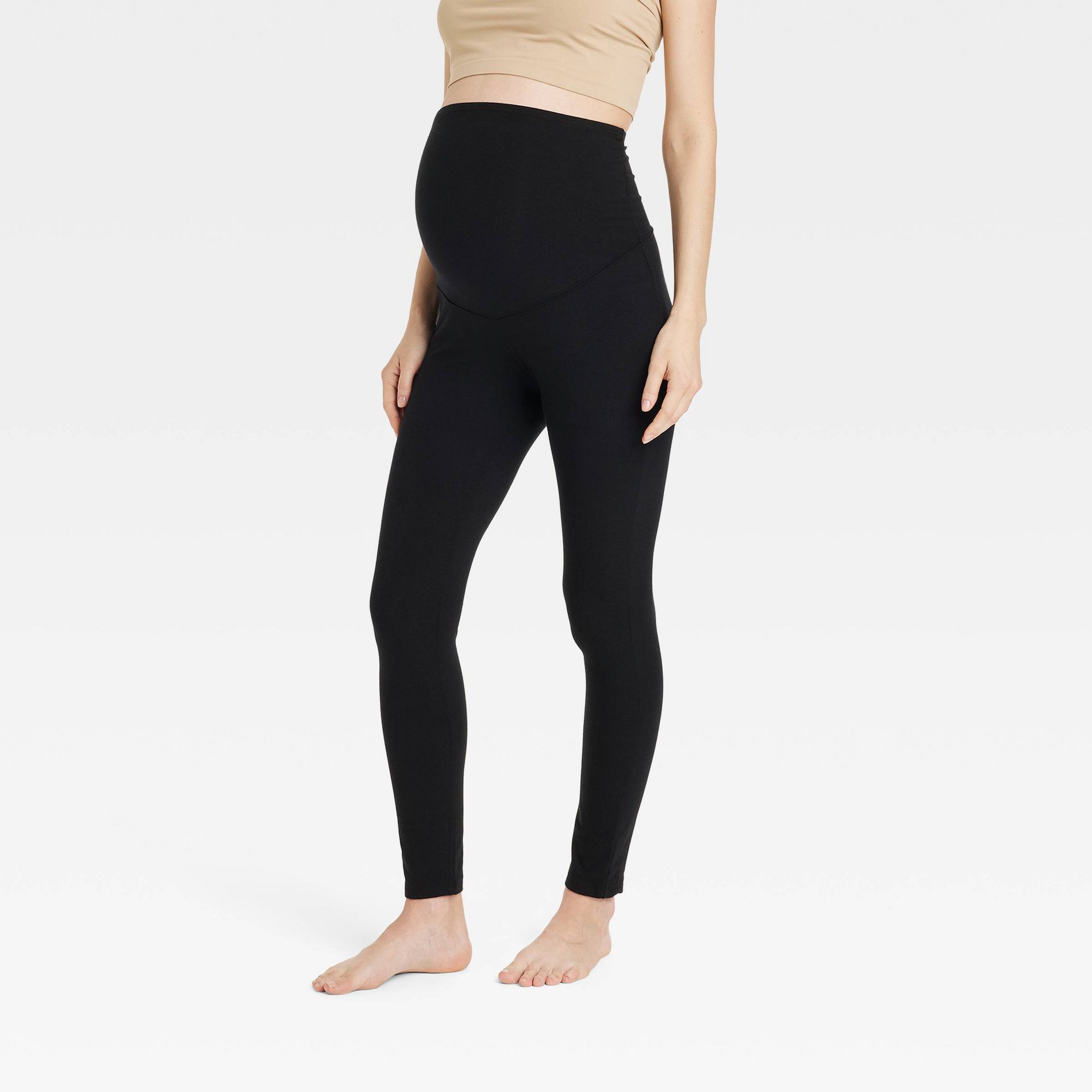 Over Belly Knit Maternity Leggings - Isabel Maternity by Ingrid & Isabel™ Black XL: Cotton Modal Blend, High Rise, Ankle Length, Slim Fit