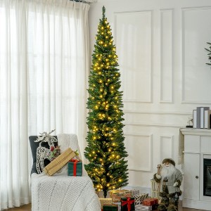 Whisen 8FT Prelit Slim Artificial Christmas Tree with 300 LED Lights and 618 Tips - 1 of 4