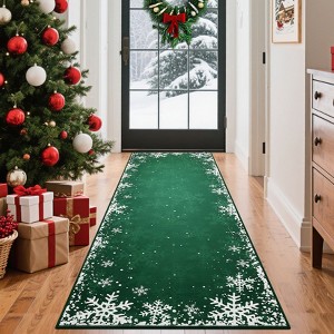 Washable Christmas Area Rug Ultra-Soft Snowflake Xmas Bedroom Carpet - 1 of 4
