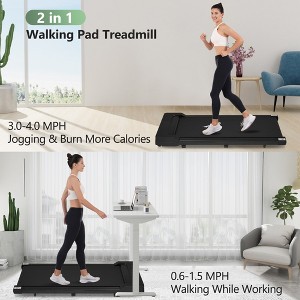 HFYee Walking Pad 300 LB Capacity with LED Display and 2.5 HP Silent Motor, Portable Design Under Desk Treadmill for Home - 1 of 4