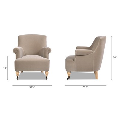 Mink Beige Velvet Armchair with Wood Legs