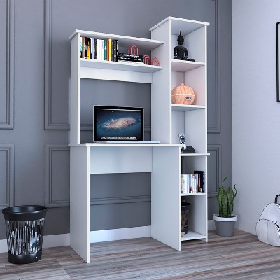Vynxaria White Writing Desk  Home Office Desk Computer Desks Suitable for Working and Studying at Home