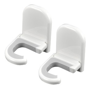 Unique Bargains Household Hotel Broom Swob Mop Plastic Adhesive Wall Hook White 2 Pcs - 1 of 4