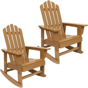 Sunnydaze Outdoor Natural Fir Wood with Cedar Finish Lounge Patio Adirondack Rocking Chair - Light Brown - 1 of 4