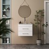 KWPZQEB Gloss Wall-Mounted Bathroom Vanity with Ceramic Sink, Modern Floating Vanity with Doors & Soft-Close System, Wall Mount Storage Cabinet, White - 2 of 4