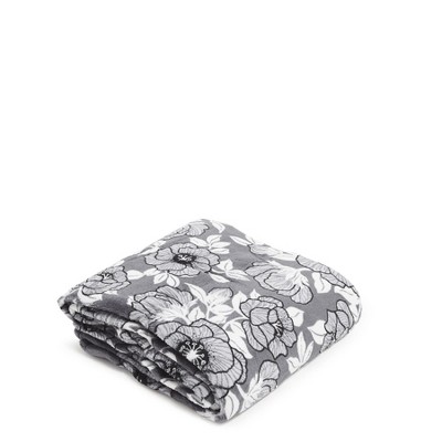 Gray and White Floral Fleece Throw Blanket 80x50