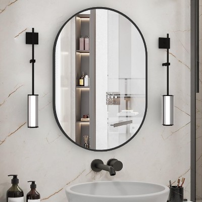 Oval Bathroom Mirror for Over Sink, Modern Wall Mounted Vanity Mirror, Decorative Bathroom Wall Decor
