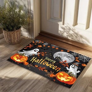 Halloween Pumpkin Ghost Home Decor Doormat, Suitable for Entrance, Bedroom, Living Room, Bathroom, Kitchen, Absorbent and Non-Slip Rug - 1 of 4